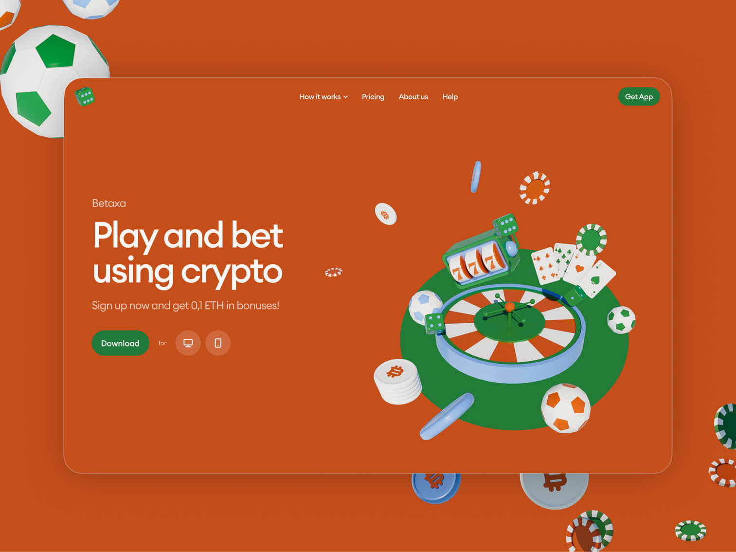 Online casino landing page